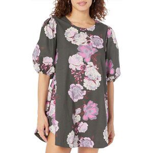 NWT Free People Maye Floral Puff Sleeve Cotton Poplin Tunic Top